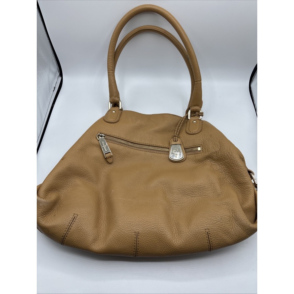 Cole Haan Handbag Tan Pebbled Leather Magnetic Closure